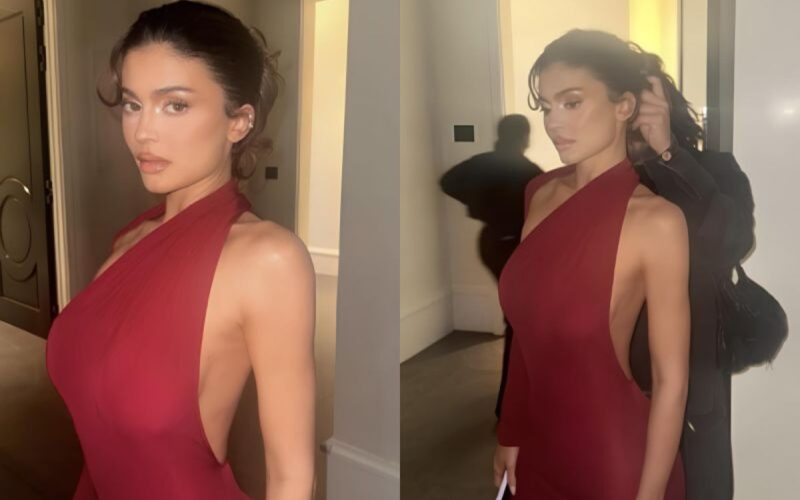 Kylie Jenner tampil memukau dengan gaun merah di peluncuran parfumnya